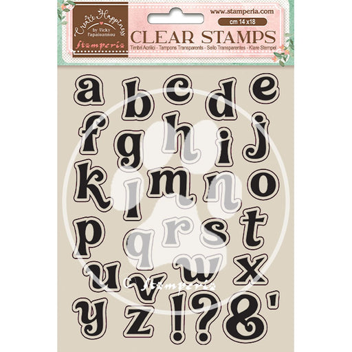 STAMPERIA RUBBER STAMP 14CM X 18CM - CREATE HAPPINESS ALFAB - WTK159