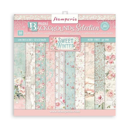 STAMPERIA 12X12 PAPER PACK DOUBLE FACE MAXI BACKGROUND SELEC - SBBL124