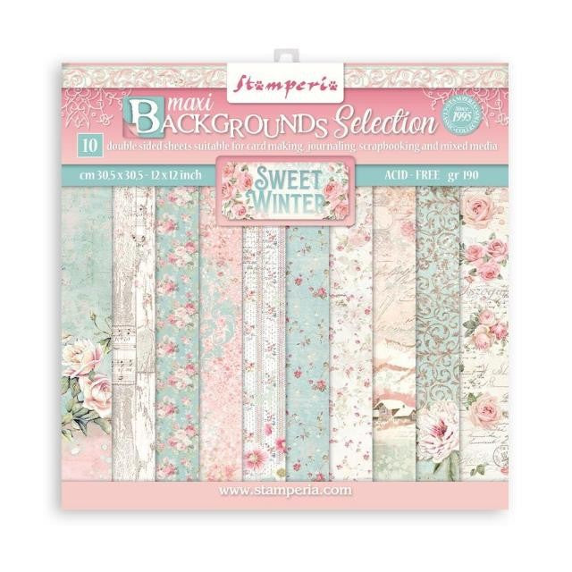 STAMPERIA 12X12 PAPER PACK DOUBLE FACE MAXI BACKGROUND SELEC - SBBL124