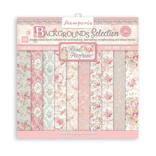 STAMPERIA 8 X 8 PAPER PACK BACKGROUNDS SELECTION ROSE PARF - SBBS74