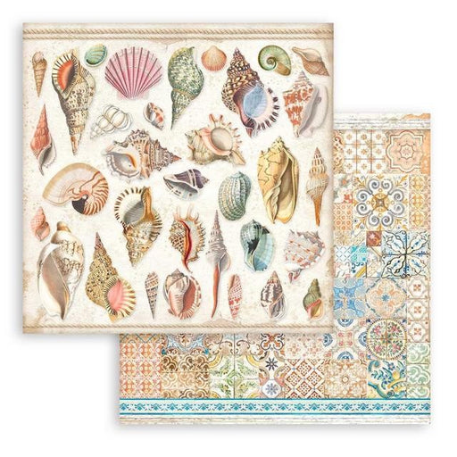 STAMPERIA 12X12 PAPER DOUBLE FACE- BLUE DREAM SHELLS - SBB912