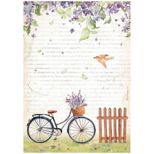 STAMPERIA A4 RICE PAPER PACKED - WELCOME HOME BICYCLE - DFSA4744