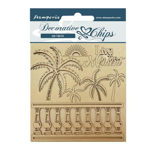 STAMPERIA DECORATIVE CHIPS CM 14X14 - BLUE DREAM PALMS - SCB155