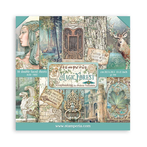 STAMPERIA 8 X 8 PAPER PACK DOUBLE FACE - MAGIC FOREST - SBBS78