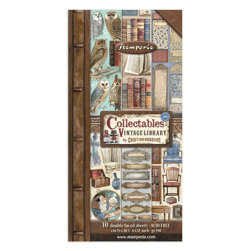 COLLECTABLES 10 SHEET15 X 30CM DOUBLE FACE -VINTAGE LIBRARY - SBBV22