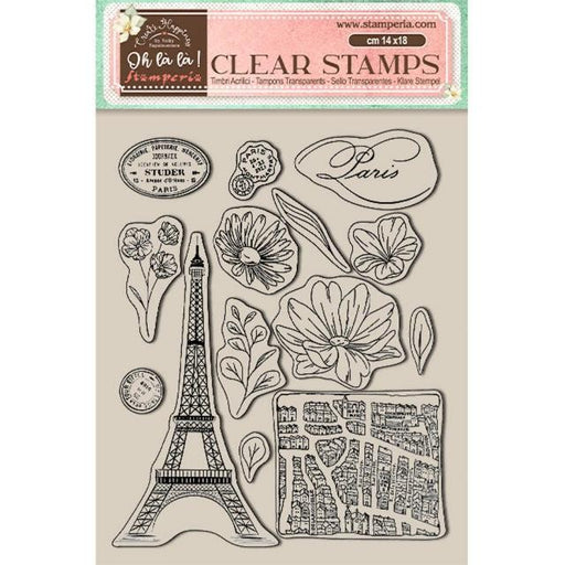 STAMPERIA RUBBER STAMP 14X18-CREATE HAPPINESS TOUR EIFFEL - WTK174