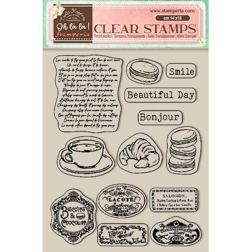 STAMPERIA RUBBER STAMP 14X18 - CREATE HAPPINESS LABELS - WTK175