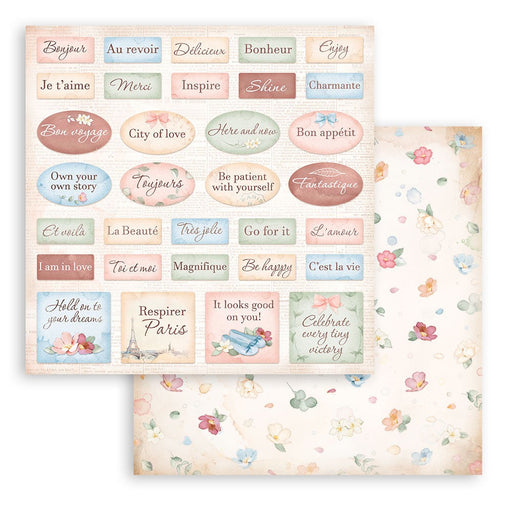 STAMPERIA 12X12 PAPER DOUBLE FACE-CREATE HAPPINESS LABELS - SBB930