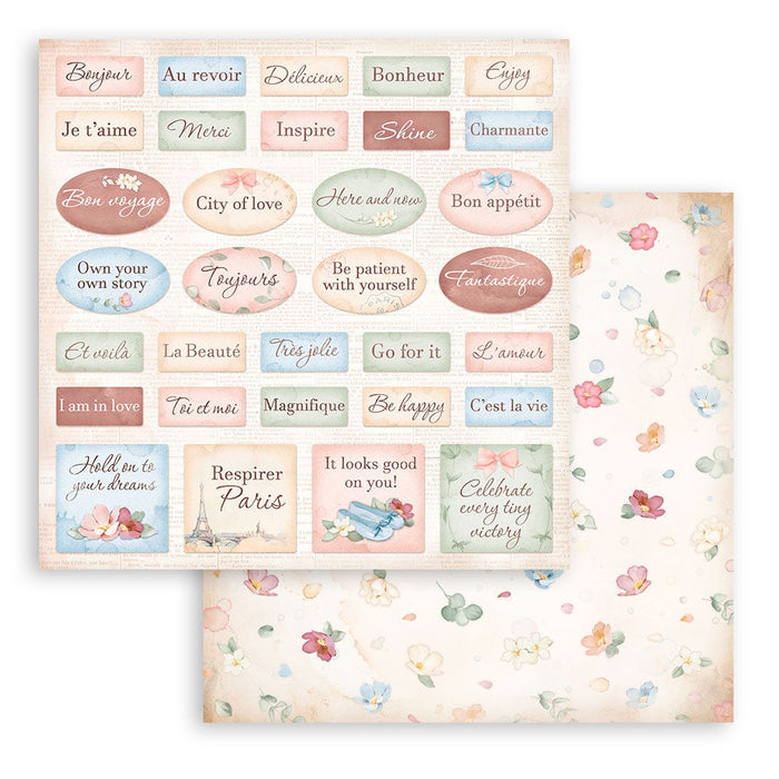 STAMPERIA 12X12 PAPER DOUBLE FACE-CREATE HAPPINESS LABELS - SBB930