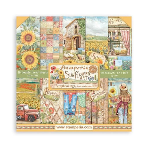 STAMPERIA 8 X 8 PAPER PACK - SUNFLOWER ART - SBBS83