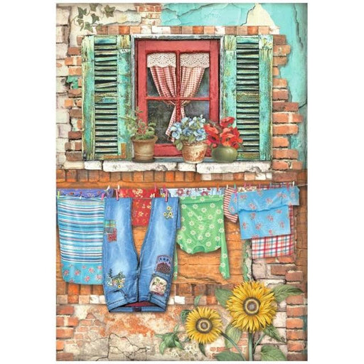 STAMPERIA A4 RICE PAPER PACKED -SUNFLOWER ART WINDOW - DFSA4768
