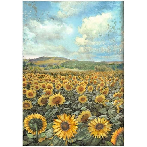 STAMPERIA A4 RICE PAPER PACKED - SUNFLOWER ART LANDSCAPE - DFSA4770