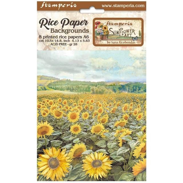 STAMPERIA RICE A6 BACKGROUNDS - SUNFLOWER ART - DFSAK6004