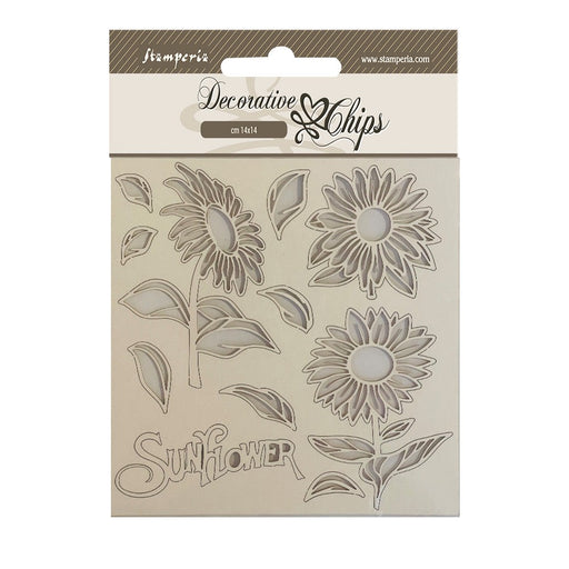 STAMPERIA DECORATIVE CHIPS CM 14X14 SUNFLOWER ART - SCB169