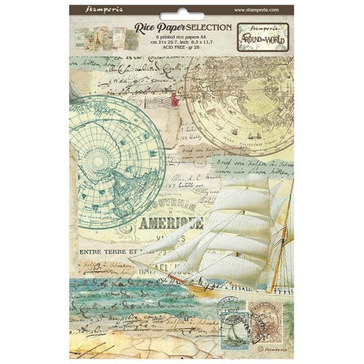 STAMPERIA A4 RICE PAPER PACKED 6 - AROUND THE WORLD - DFSA4XAW