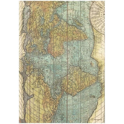 STAMPERIA A4 RICE PAPER PACKED -AROUND THE WORLD MAP - DFSA4778