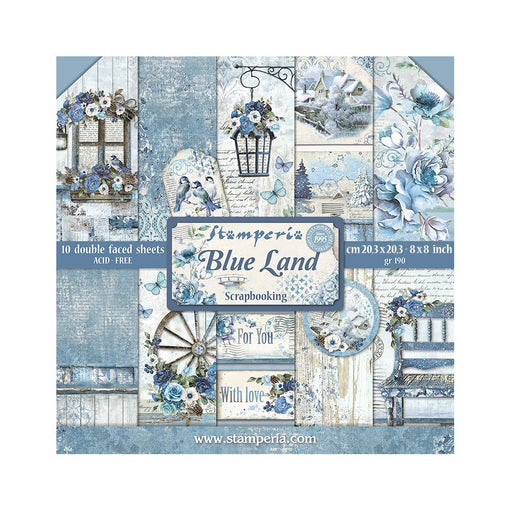 STAMPERIA 8 X 8 PAPER PACK DOUBLE FACE - BLUE LAND - SBBS84