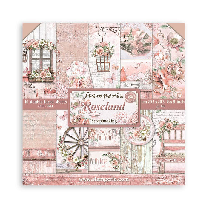 STAMPERIA 8 X 8 PAPER PACK DOUBLE FACE - ROSELAND - SBBS85
