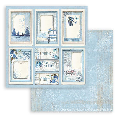 STAMPERIA 12X12 PAPER DOUBLE FACE- BLUE LAND CARDS - SBB939