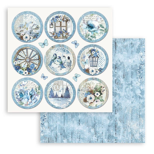 STAMPERIA 12X12 PAPER DOUBLE FACE-BLUE LAND ROUNDS - SBB940