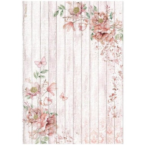 STAMPERIA A4 RICE PAPER PACKED - ROSELAND CORNERS WITH ROSE - DFSA4779