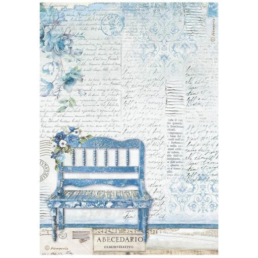 STAMPERIA A4 RICE PAPER PACKED - BLUE LAND BENCH - DFSA4787