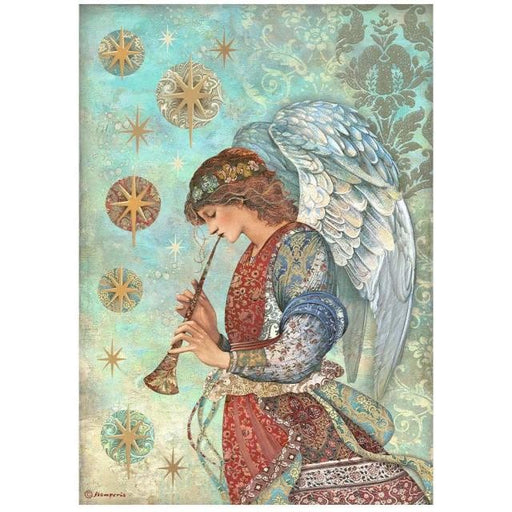 STAMPERIA A4 RICE PAPER PACKED - CHRISTMAS GREETINGS ANGEL - DFSA4791
