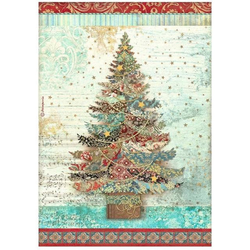 STAMPERIA A4 RICE PAPER PACKED - CHRISTMAS GREETINGS TREE - DFSA4792