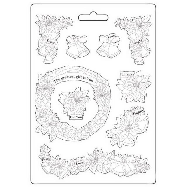 STAMPERIA SOFT MOULDS A5 -POINSETTIA AND GARLANDS - K3PTA5654