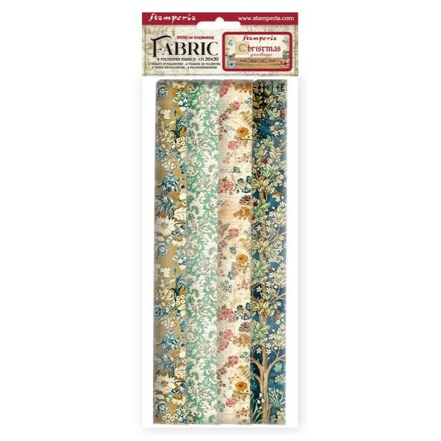 STAMPERIA PACK 4 SHEETS FABRIC CM 30X30 - CHRISTMAS GREETIN - SBPLT17