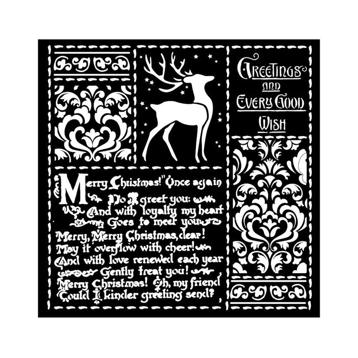 STAMPERIA STENCIL 18CM X 18CM - CHRISTMAS LETTERS - KSTDQ87