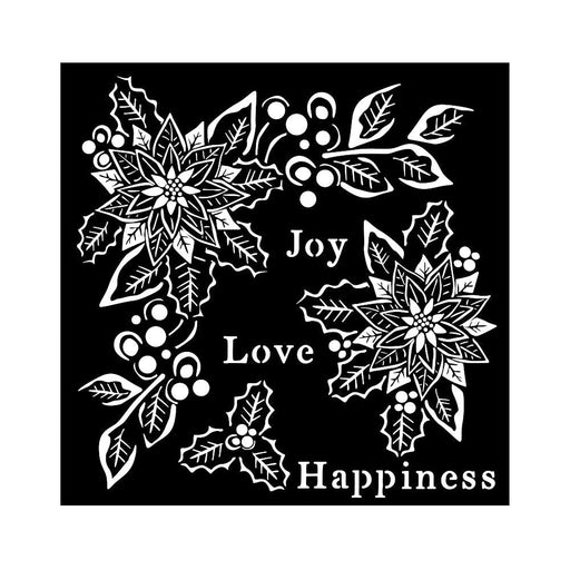 STAMPERIA STENCIL 18CM X 18CM -CHRISTMAS JOY LOVE HAPPI - KSTDQ89