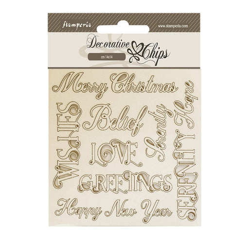 STAMPERIA DECORATIVE CHIPS CM 14X14 CHRISTMAS WRITINGS - SCB181