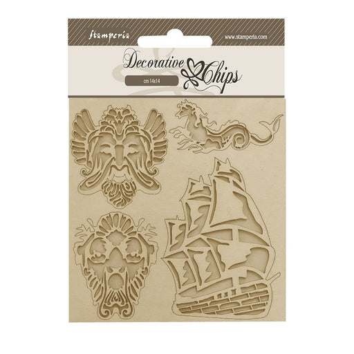 STAMPERIA DECORATIVE CHIPS CM 14X14-SONGS OF THE SEA SAILING - SCB184