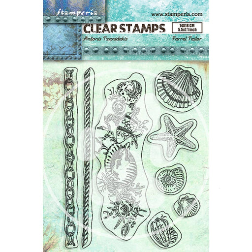 STAMPERIA RUBBER STAMP 14X18 - SONGS OF THE SEA SHELLS - WTK181