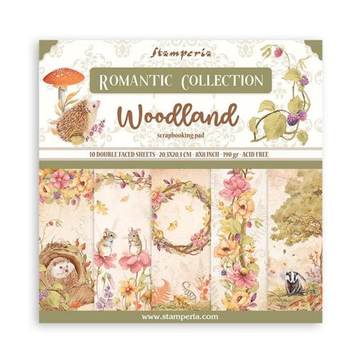 STAMPERIA 8 X 8 PAPER PACK DOUBLE FACE - WOODLAND - SBBS92