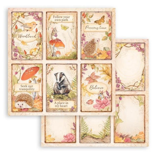 STAMPERIA 12X12 PAPER DOUBLE FACE-WOODLAND 6 CARDS - SBB963