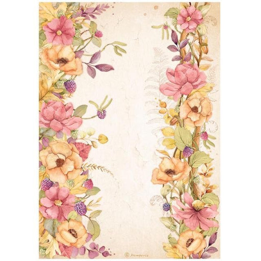 STAMPERIA A4 RICE PAPER PACKED - WOODLAND FLORAL BORDERS - DFSA4818