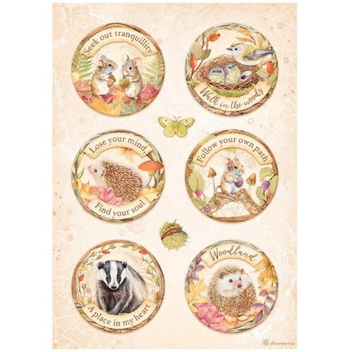 STAMPERIA A4 RICE PAPER PACKED -WOODLAND ROUNDS - DFSA4819