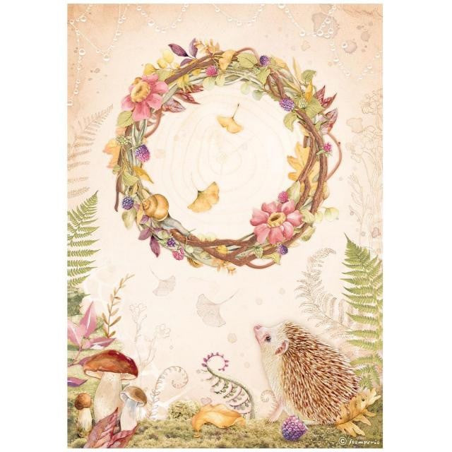 STAMPERIA A4 RICE PAPER PACKED - WOODLAND GARLAND - DFSA4820