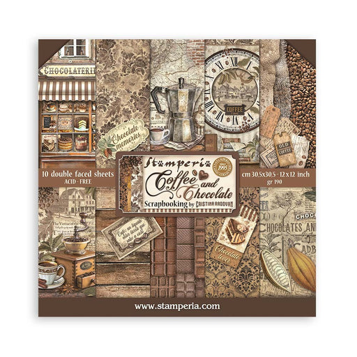 STAMPERIA 12 X 12 PAPER PACK DOUBLE FACE - COFFEE AND CHOC - SBBL144