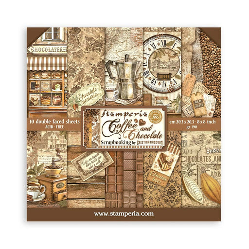 STAMPERIA 8 X 8 PAPER PACK DOUBLE FACE - COFFEE AND CHOCOLAT - SBBS93