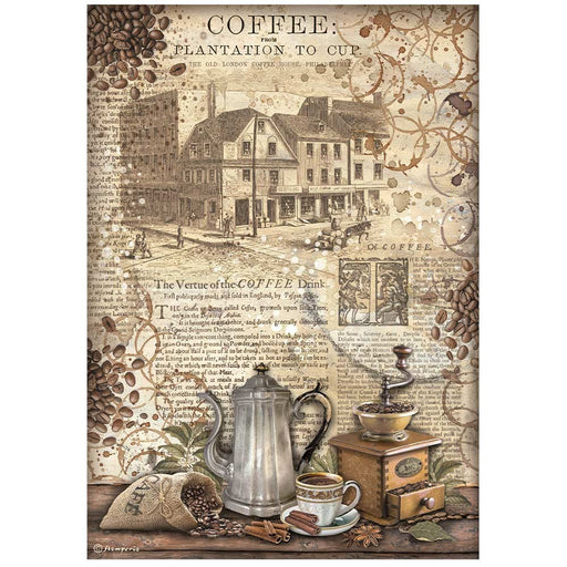 STAMPERIA A4 RICE PAPER PACKED -COFFEE AND CHOCOLATE GRINDE - DFSA4825