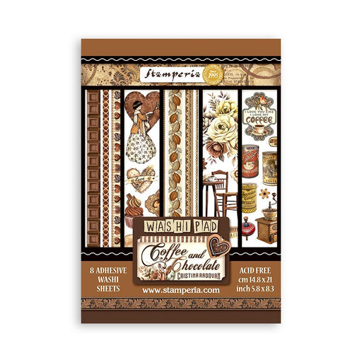 STAMPERIA WASHI PAD 8 SHEETS A5 - COFFEE AND CHOCOLATE - SBW01