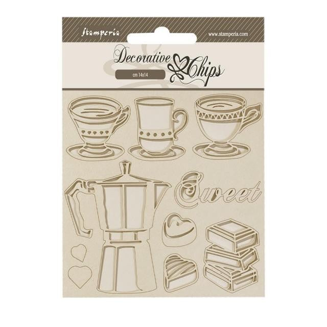 STAMPERIA DEC CHIPS 14 X 14CM - COFFEE AND CHOCOLATE MOKA - SCB194