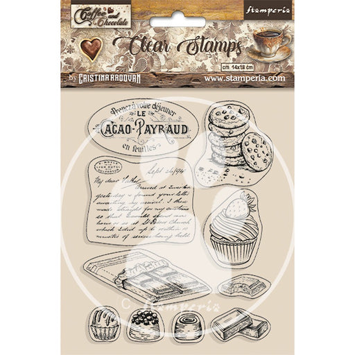STAMPERIA RUBBER STAMP 14X18 - COFFEE AND CHOCOLATE CHOCOLA - WTK186