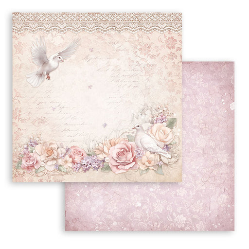 STAMPERIA 12X12 PAPER DOUBLE FACE - ROMANCE FOREVER DOVE - SBB971