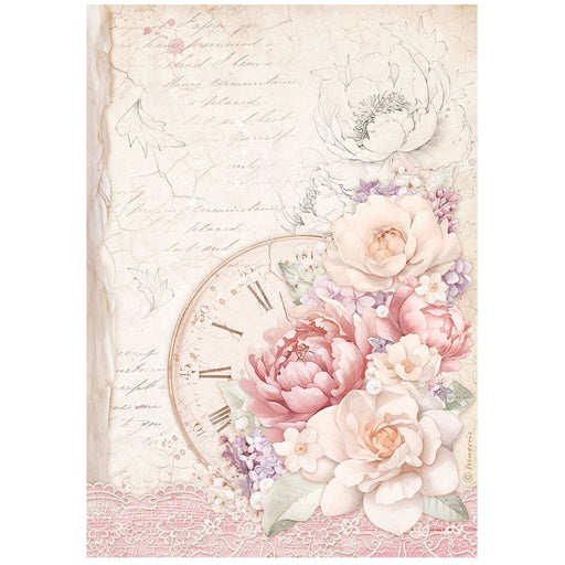 STAMPERIA A4 RICE PAPER PACKED - ROMANCE FOREVER OROLOGIO - DFSA4831