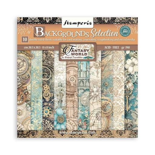 STAMPERIA 8 X 8 PAPER PACK DOUBLE FACE Backgrounds Selection . - SIR VAGABOND IN FANTASY WORLD-SBBS99