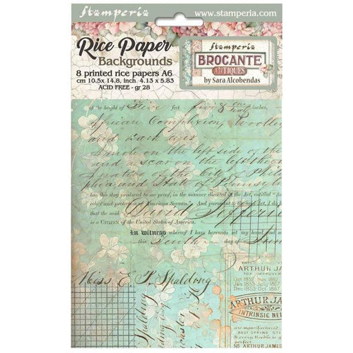 STAMPERIA RICE A6 BACKGROUNDS - BROCANTE ANTIQUES -DFSAK6018